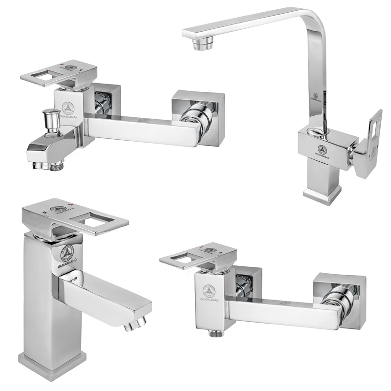 ست کامل شیرآلات بهداشتی قهرمان در محیط سرویس بهداشتی