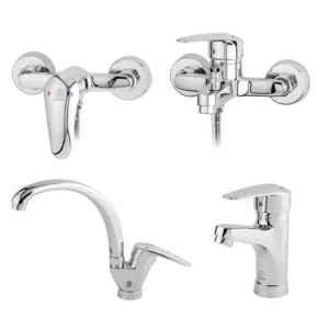 ست کامل شیرآلات بهداشتی قهرمان مدل زوبین - نمایش چهار قطعه