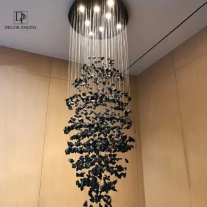 لوستر دست ساز قلوه سنگ آبشاری مشکی