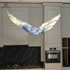 لوستر دست ساز مدل دم ماهی آبی با طراحی خاص