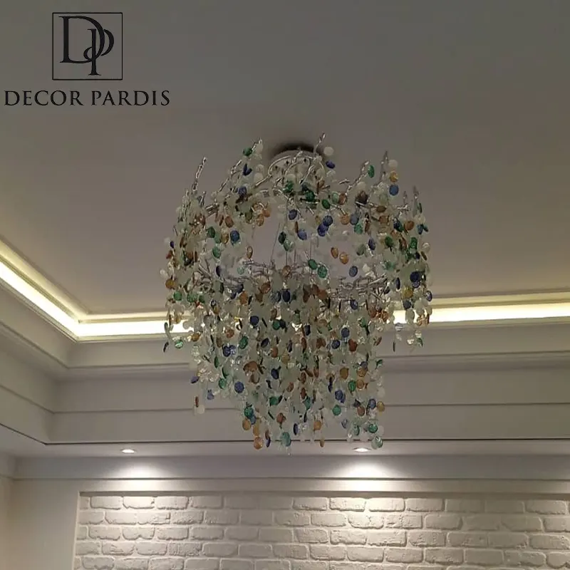 لوستر درختی طرح رینگی با طراحی مدرن و حلقههای متحدالمرکز