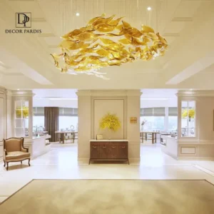 لوستر دست ساز مدل پر سوزنی زرین