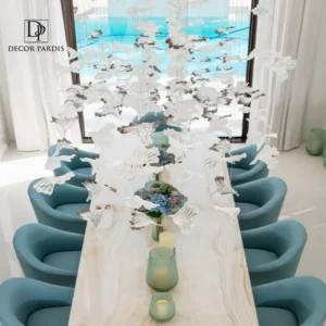 لوستر دست ساز دم ماهی مدل کریستال شاخهای با شاخههای شفاف