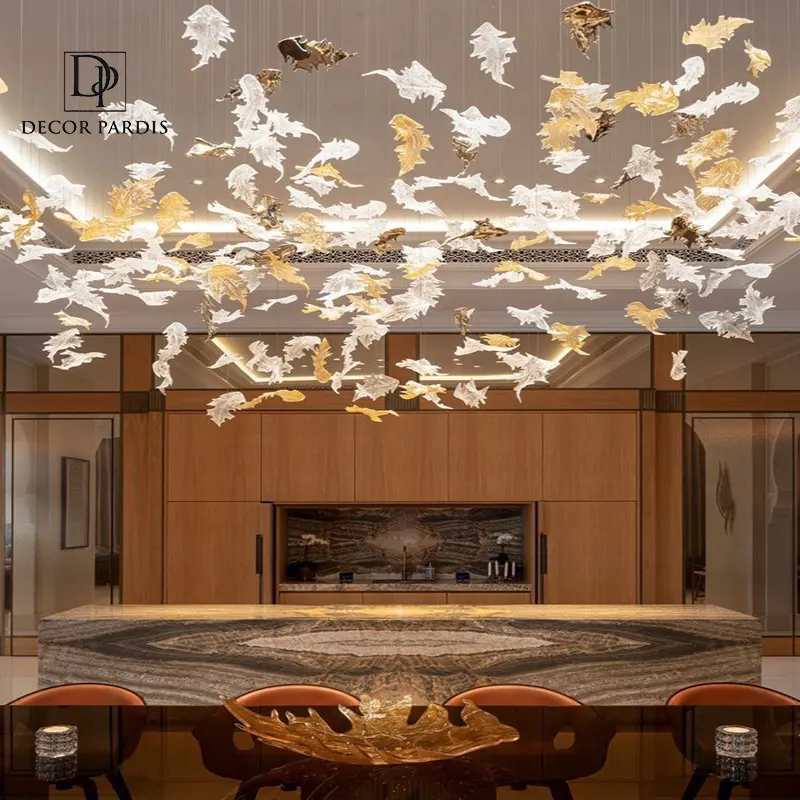 لوستر برگ پائیزی مدل کریستال شاخهای