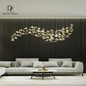 لوستر لوکس مدل عروس پروانه نئوکلاسیک در سالن پذیرایی