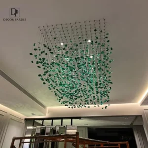 نمای سنگی لوستر دست‌ساز با رنگ یشمی