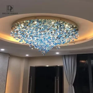 تصویر لوستر دست‌ساز قلوه‌سنگ طرح گنبدی