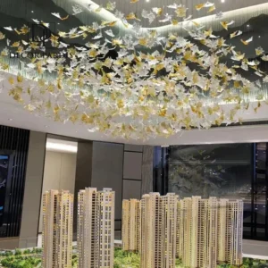 لوستر دست ساز با برگ های ریز