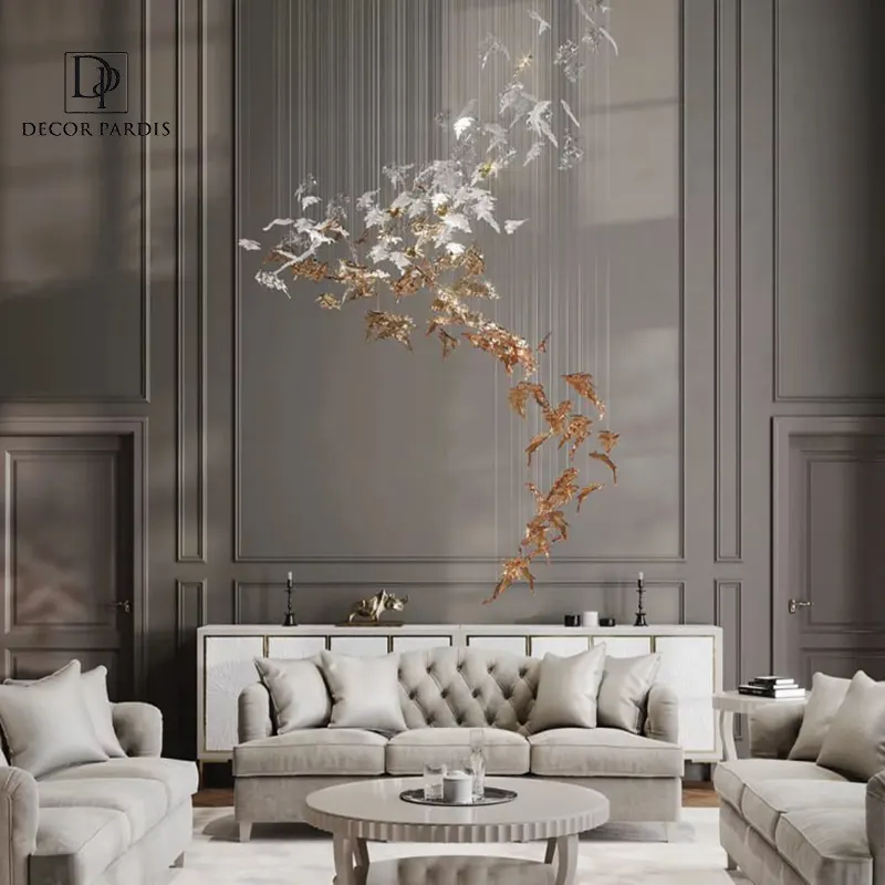 لوستر دست ساز دم ماهی مدل کریستالی آویز با آویزهای درخشان