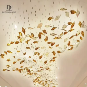 لوستر دست ساز برگ پائیزی مدل برنزی