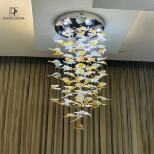 لوستر دست ساز برگ پاییزی مدل آبشاری