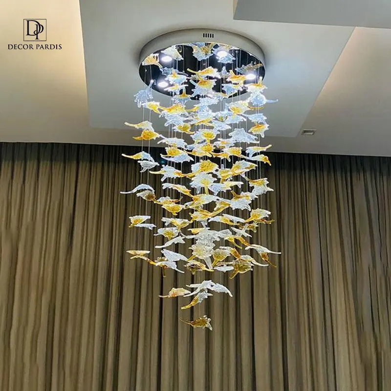 لوستر دست ساز برگ پاییزی مدل آبشاری