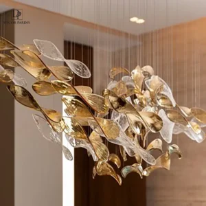 لوستر دست ساز مدل دم ماهی طلایی با رنگ درخشان