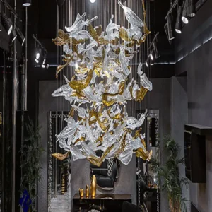 لوستر دست ساز پر سوزنی با کریستال‌های درخشان