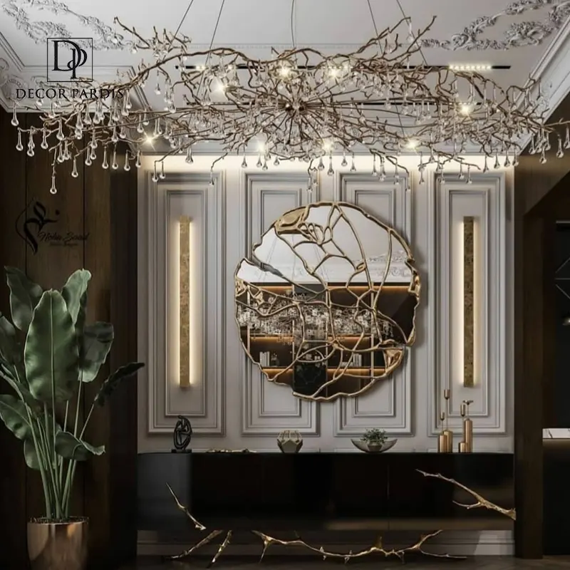 جزئیات زیبای شاخههای لوستر قطره آب مدل درختی