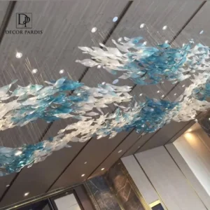 لوستر دست ساز دم ماهی مدل بلورین با کریستالهای شفاف