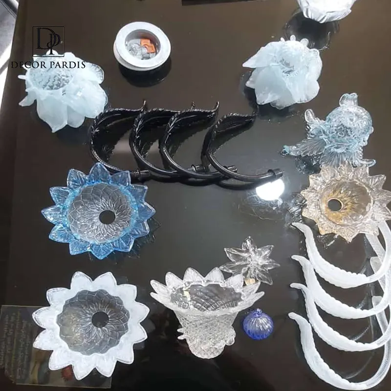 قطعات لوستر دست ساز مدل مورانو آبی