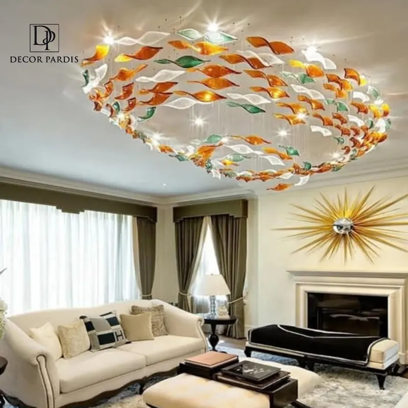 لوستر دست ساز دم ماهی مدل گرد با فرم دایرهای