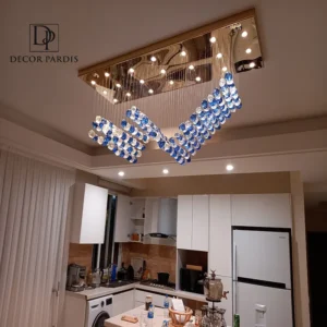 تصویر لوستر دست‌ساز مدل قلوه‌سنگ در دکوراسیون مینیمال