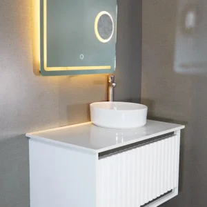 روشویی کابینتی سنگ مصنوعی مدل 07 با درب CNC و آینه سندبلاست