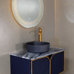 روشویی کابینتی مدل 10 با طرح قلب، درب CNC و آینه سندبلاست