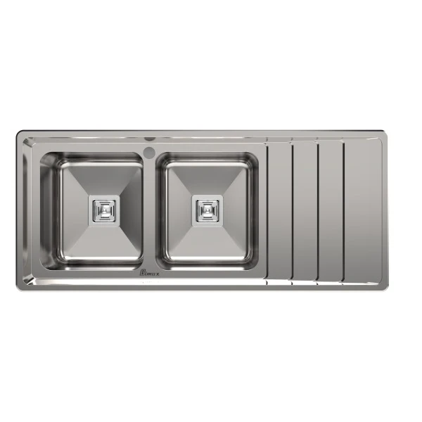 سینک ظرفشویی استیل توکار دو لگنه بیمکث مدل 4400 نمای بالا