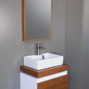 روشویی کابینتی PVC اقتصادی مدل 16 با آینه ساده و بدنه ضد آب