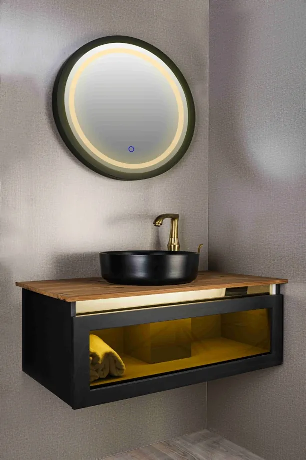 روشویی کابینتی مدرن ترکیبی ترموود مدل 36 با آینه تاچ LED و سنسور لمسی