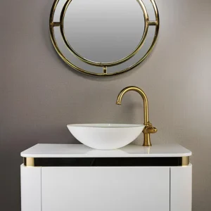 روشویی کابینتی مدرن لبه کرو PVC مدل 38 با استیل ساموین 304 و کاسه روکار