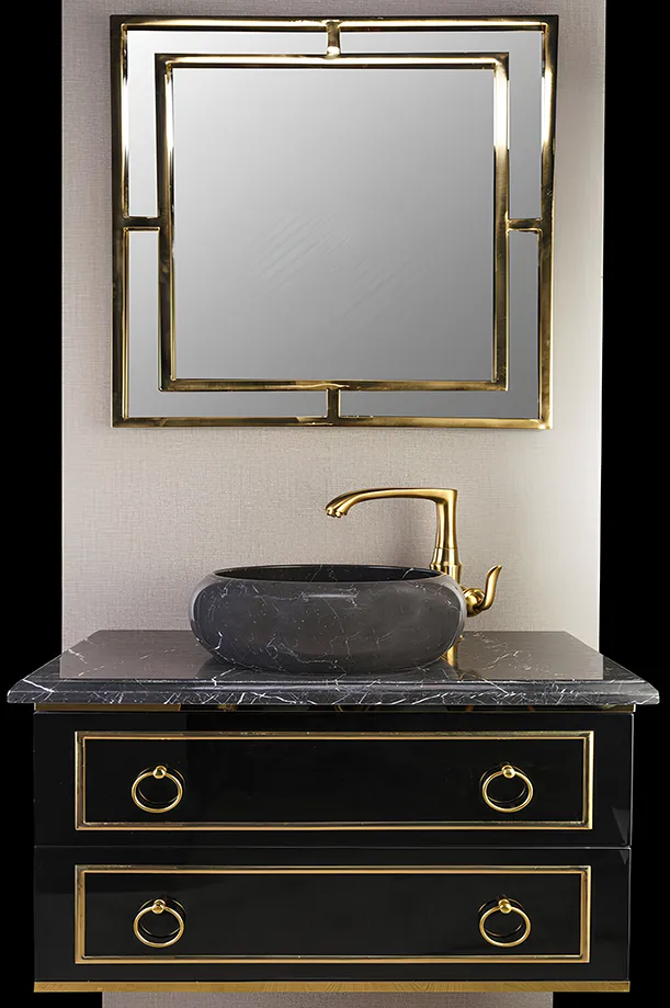 روشویی کابینتی مشکی دو کشو مدل 39