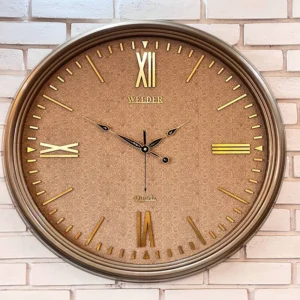 ساعت دیواری بی‌صدا قهوه‌ای