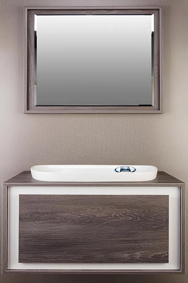 روشویی کابینتی خاکستری با قاب سفید مدل کد 55