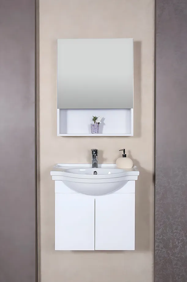 روشویی کابینتی با آینه داروخانهای مدل کد 66 با باکس نگهدارنده و صفحه سرامیکی باکیفیت