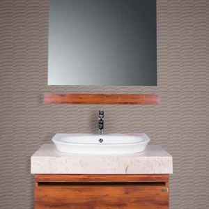 روشویی کابینتی لیونا مدل کد 76 با صفحه سنگ طبیعی، PVC مقاوم و آینه LED