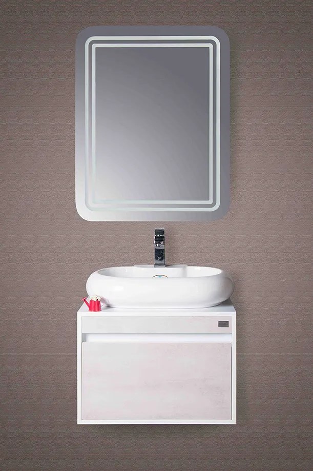 روشویی کابینتی PVC سفید طوسی