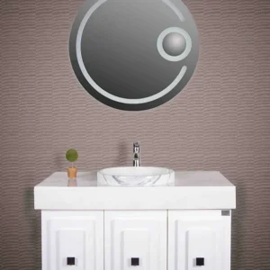 روشویی کابینتی سه درب Saya-79 با صفحه سنگ طبیعی و آینه تاچ