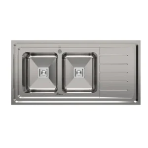 سینک ظرفشویی استیل روکار دو لگنه بیمکث مدل 925 نمای بالا