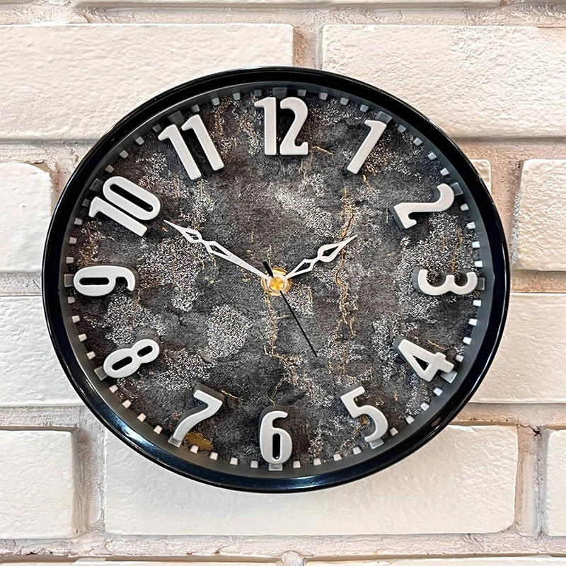 ساعت دیواری و رومیزی کوچک طوسی مشکی