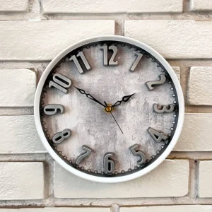 ساعت دیواری و رومیزی کوچک طوسی سفید