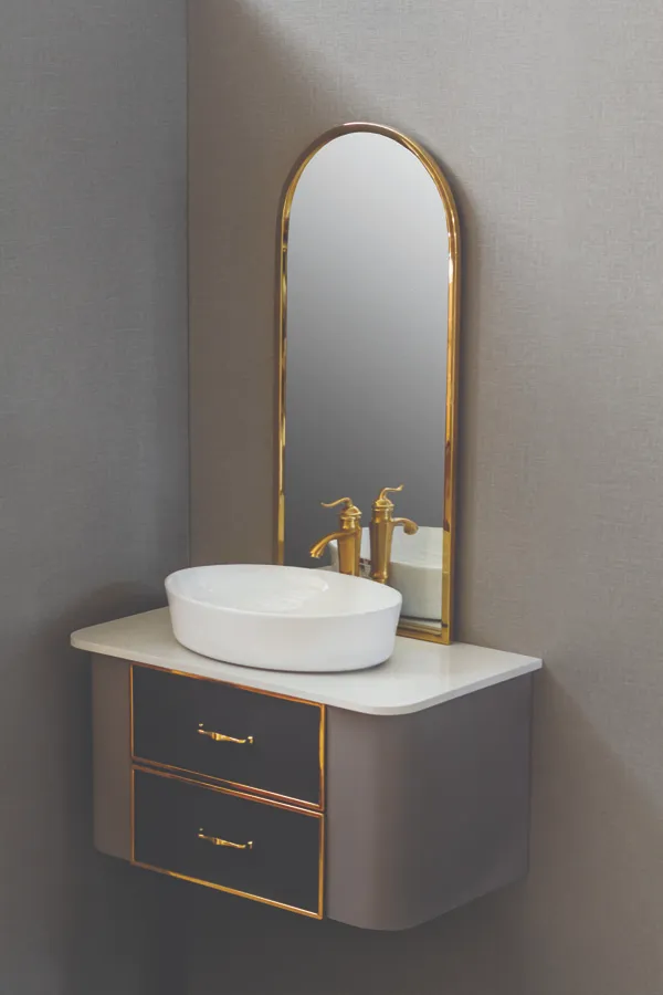 کابینت روشویی مدل 25 با سنگ مصنوعی لبه کرو