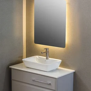 روشویی کابینتی مدل 26 با سنگ مصنوعی، آینه تاچ LED