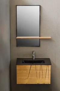 روشویی کابینتی سنتوری اقاقیا مدل 35 با آینه متفاوت و نورپردازی LED