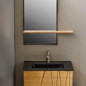 روشویی کابینتی سنتوری اقاقیا مدل 35 با آینه متفاوت و نورپردازی LED