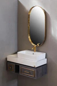 روشویی کابینتی سرامیکی بتنی مدل 31 با آینه بیضی