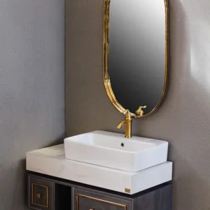 روشویی کابینتی سرامیکی بتنی مدل 31 با آینه بیضی