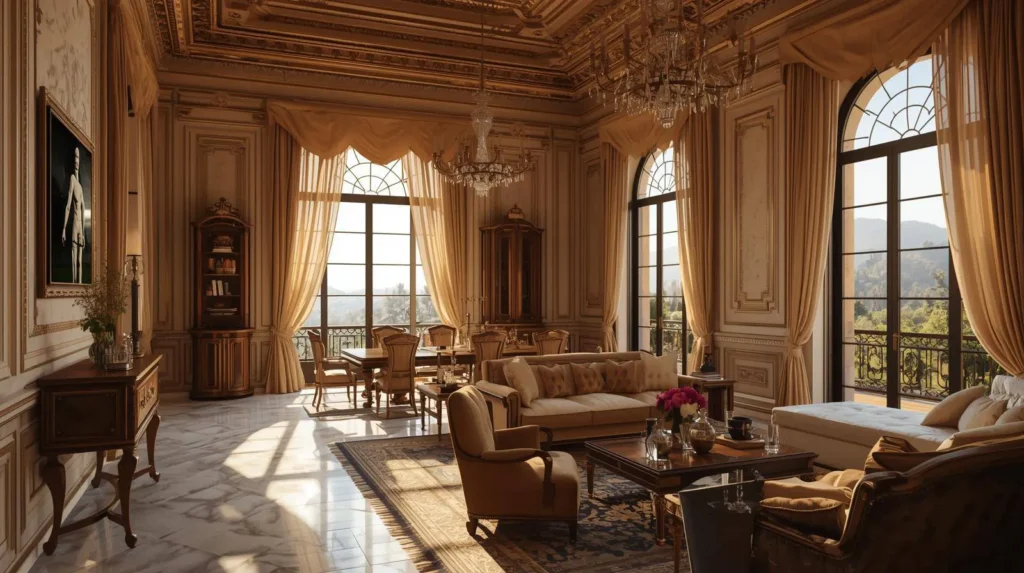 چیدمان و دکوراسیون اتاق نشیمن ایتالیایی