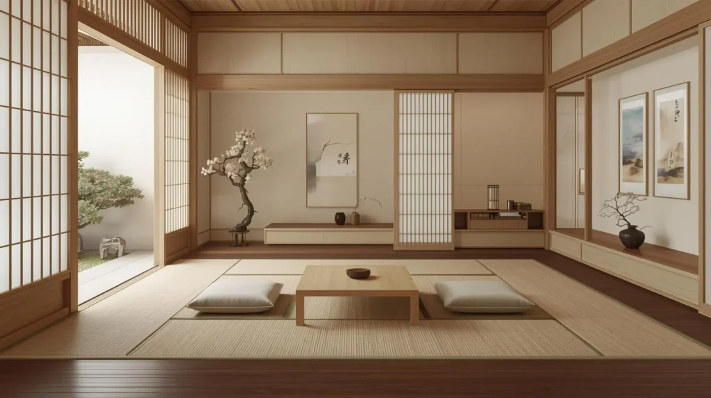 استفاده از رنگ‌های طبیعی و خنثی در دکوراسیون ژاپنی
