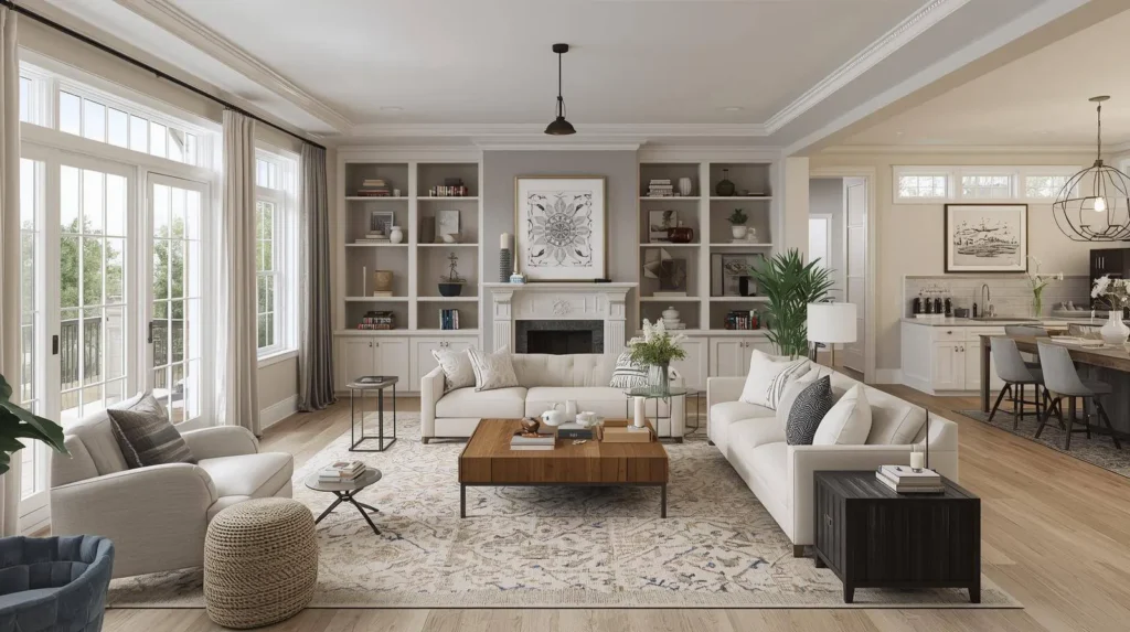 دکوراسیون آمریکایی در اتاق خواب و آشپزخانه