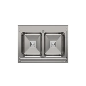 سینک ظرفشویی استیل روکار دو لگنه بیمکث مدل 935 نمای بالا