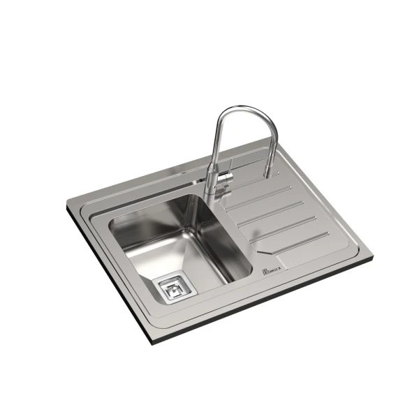 تصویر سینک ظرفشویی استیل روکار یک لگنه بیمکث مدل 933